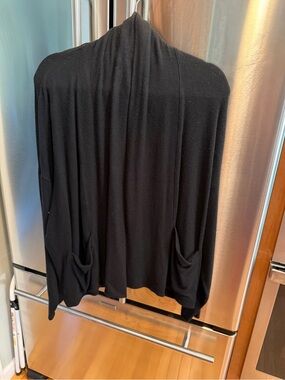 Three Dots Black Open-Front Pocket Cardigan